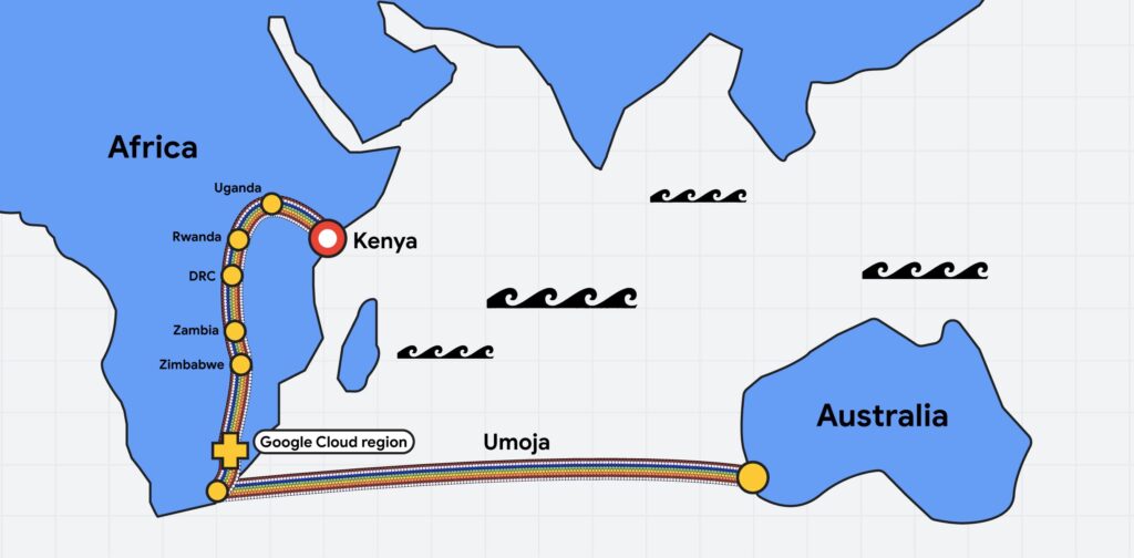 جوجل تبني أول كابل ألياف ضوئية يربط بين إفريقيا وأستراليا